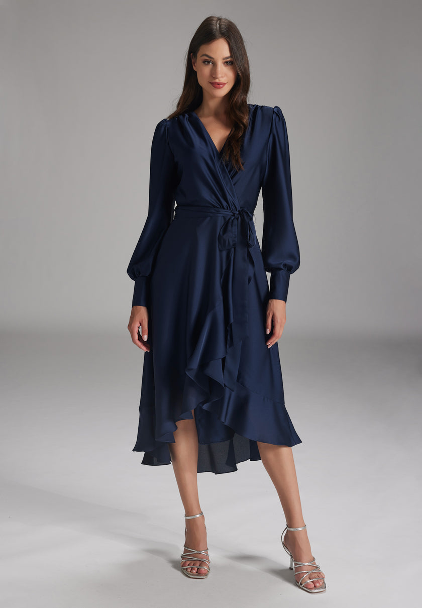 Vokuhila-Kleid - Satin