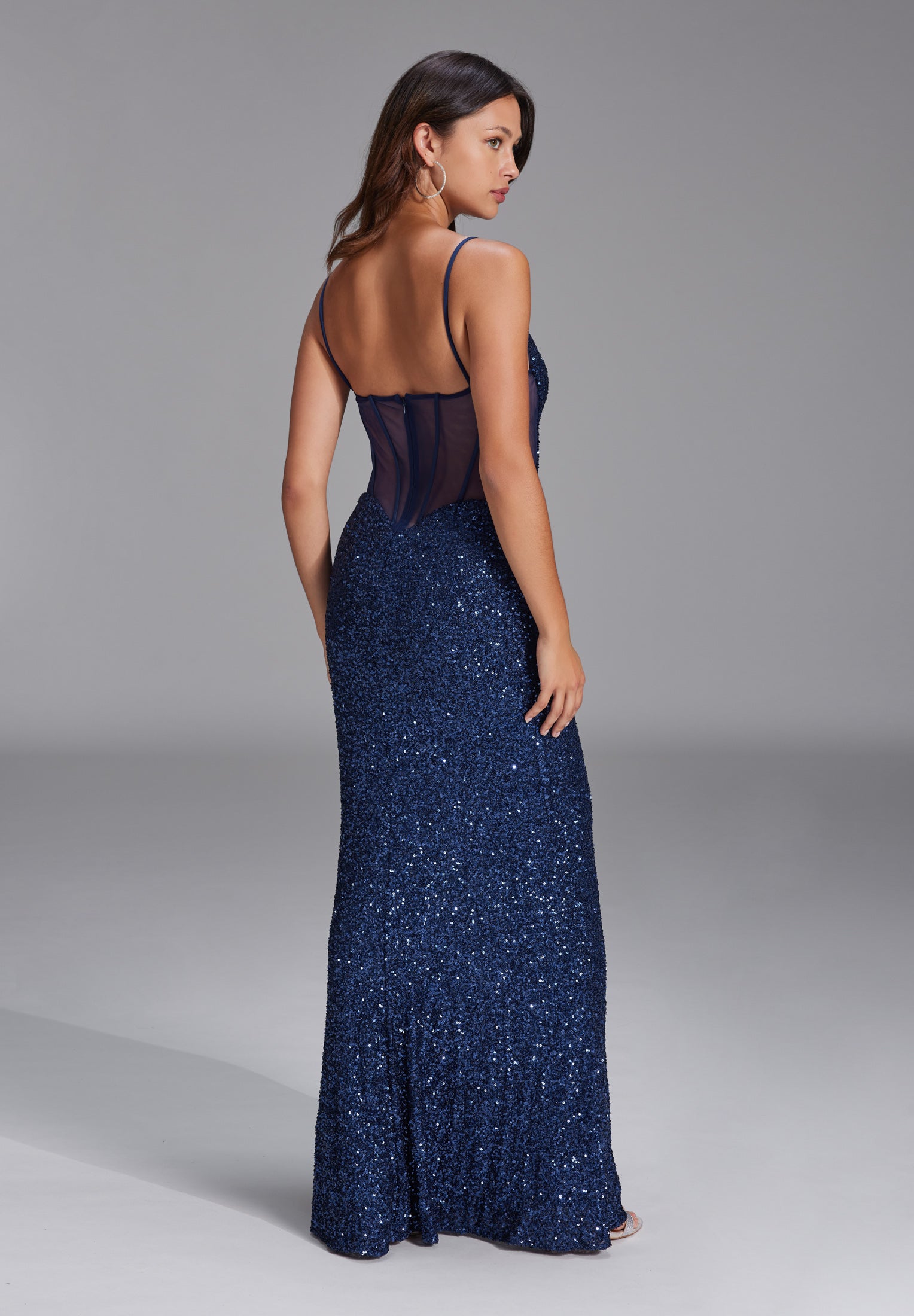 Abendkleid - Mesheinsätze