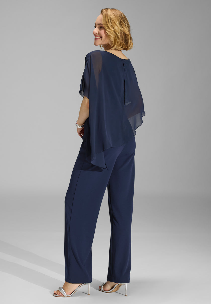 Jumpsuit -  Jersey mit Chiffon Überwurf