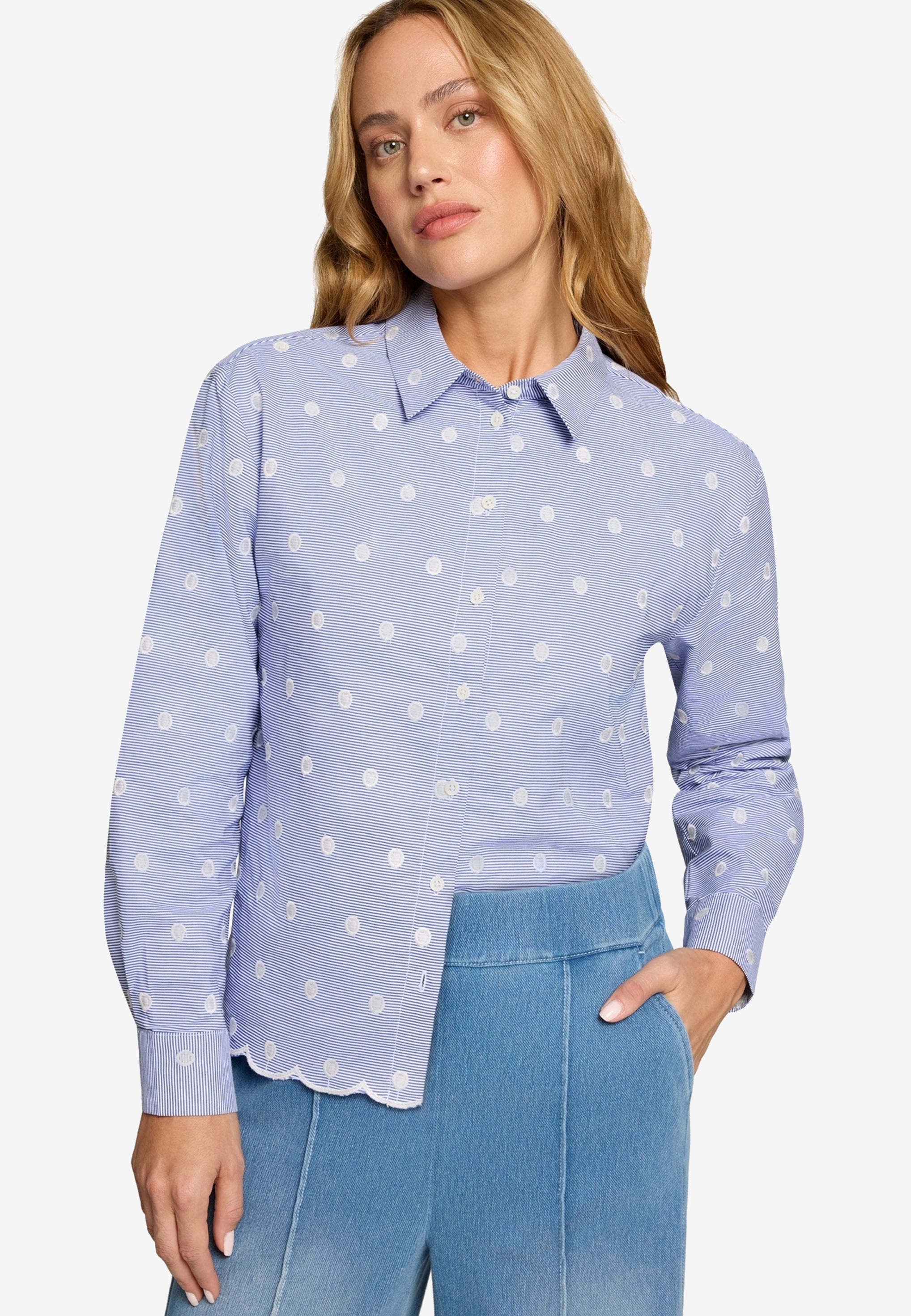 Bluse - Streifen und Stickerei