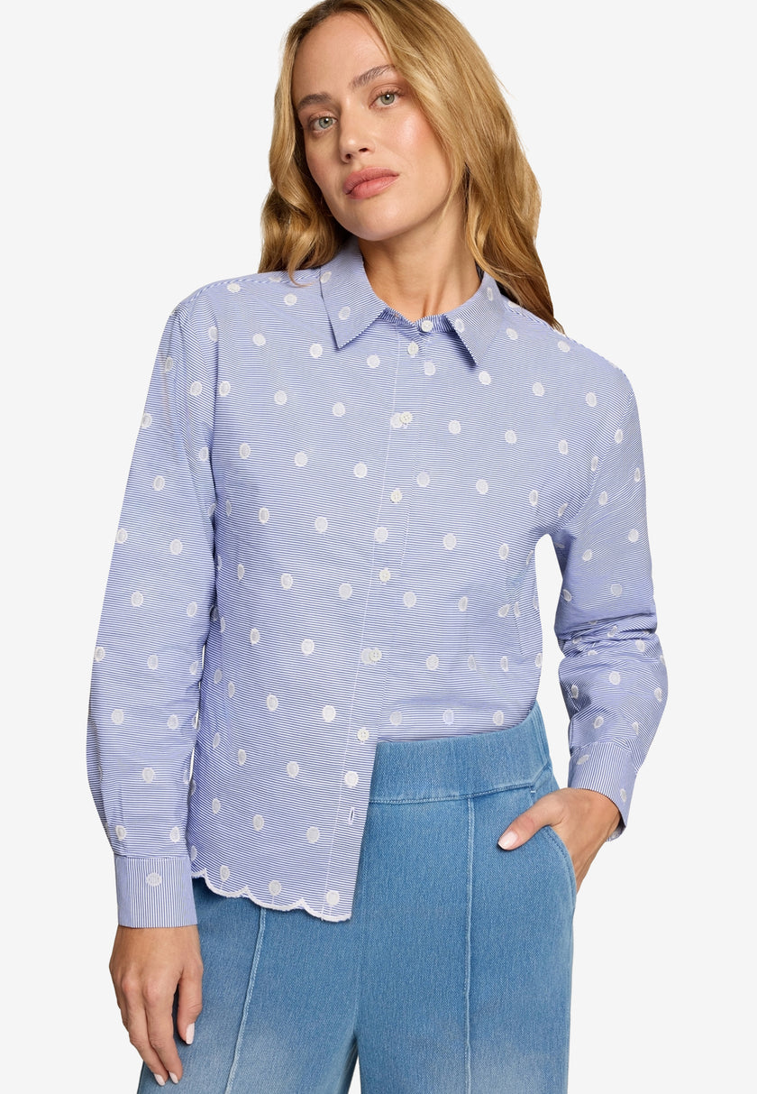 Bluse - Streifen und Stickerei