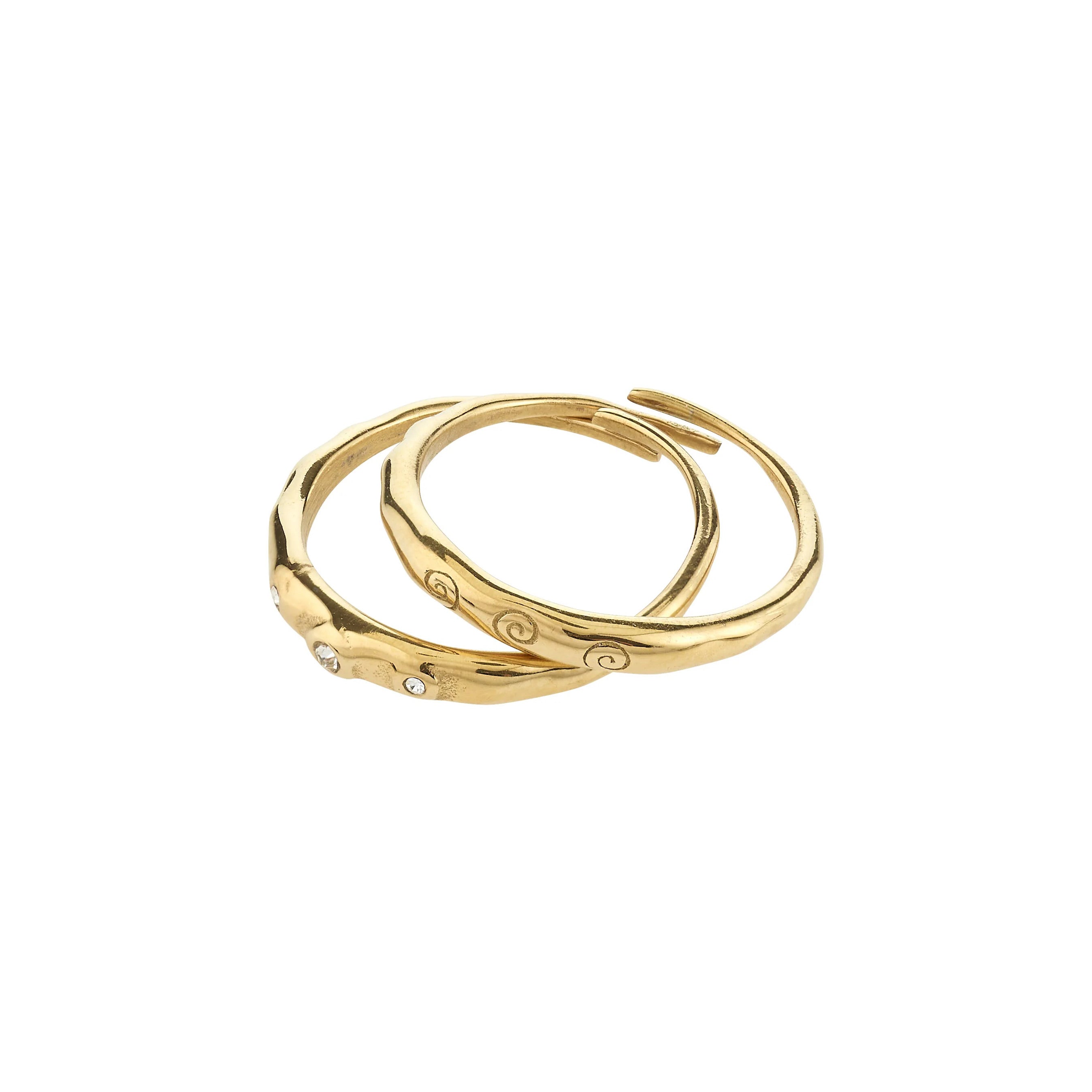 Ringe 2-in-1-Set - FIRE - vergoldet