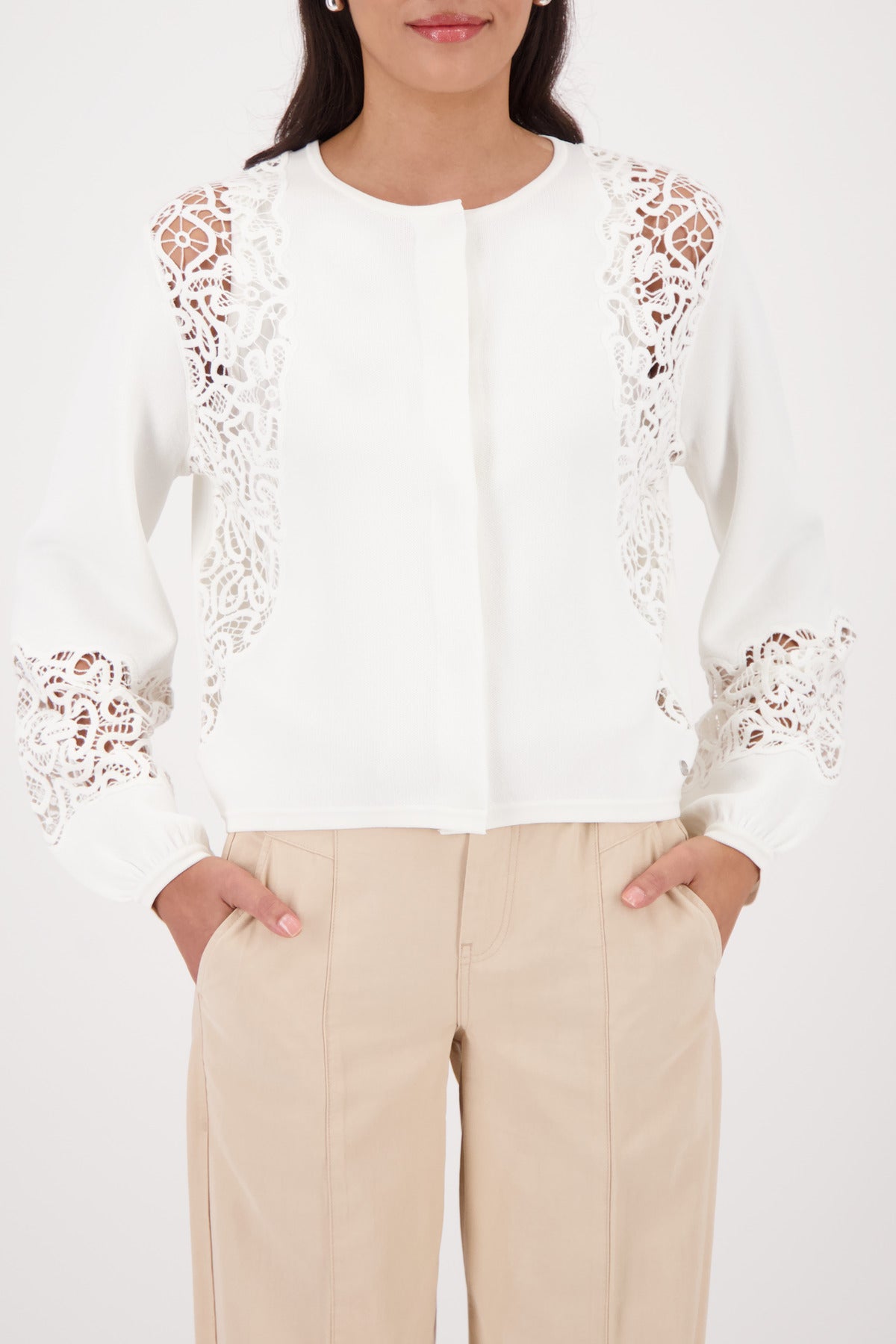 Strickjacke - Spitzeneinsatz