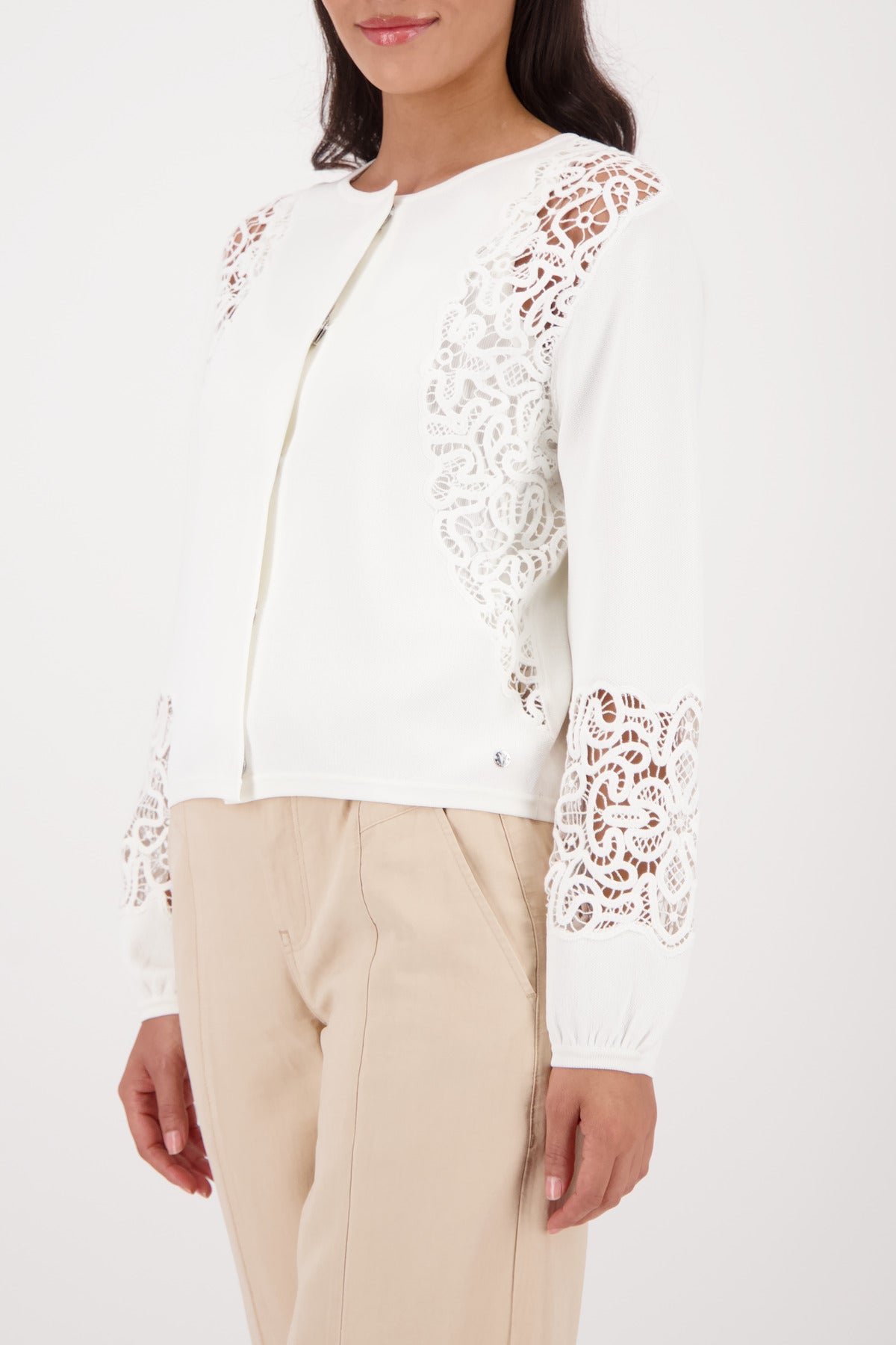 Strickjacke - Spitzeneinsatz