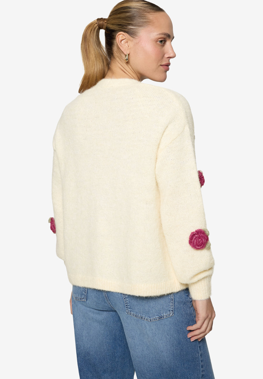 Strickjacke - 3D Blumen