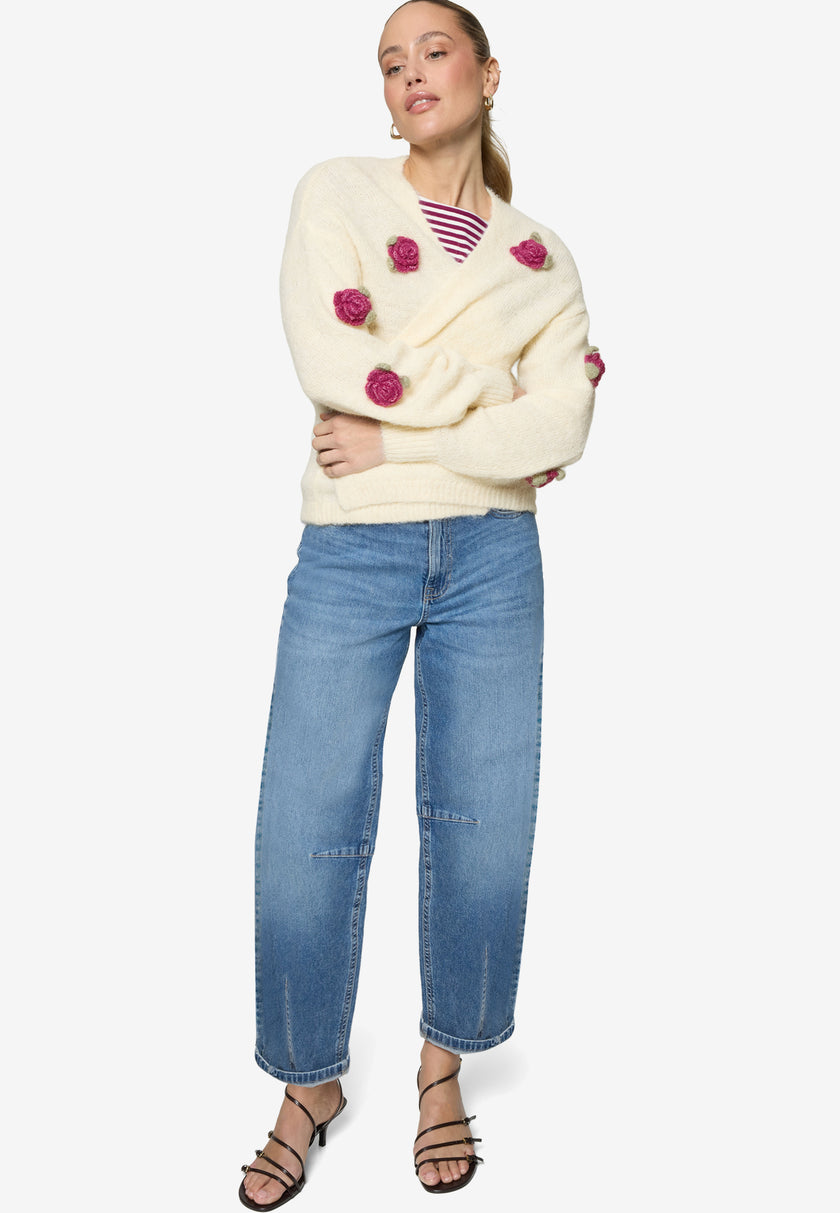 Strickjacke - 3D Blumen