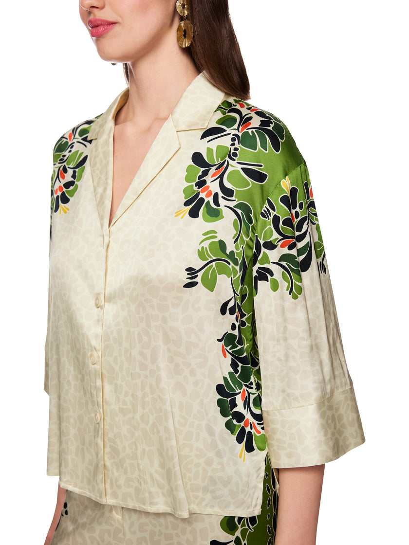 Bluse - Leo-Hibiskus-Print