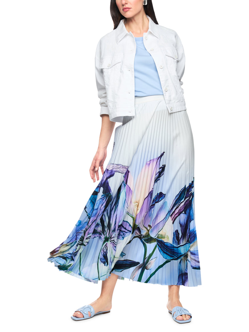 Plissierter Midirock - Lilienprint