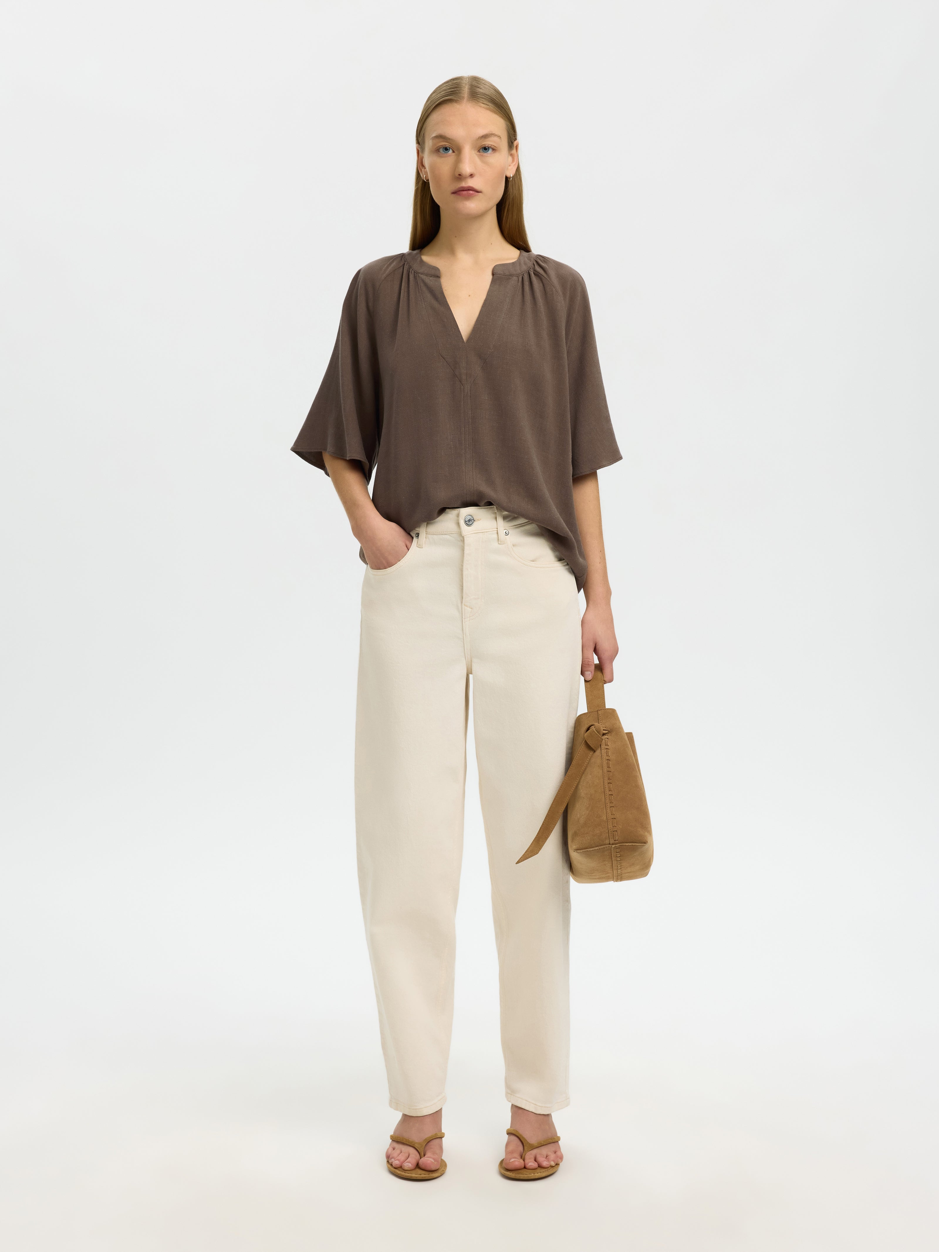 Bluse - Leinenmix