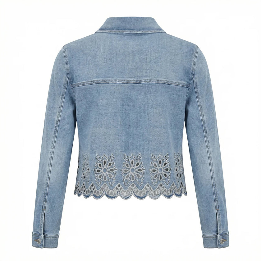 Jeansjacke - Lochstickerei