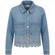 Jeansjacke - Lochstickerei