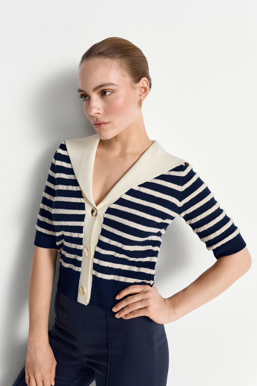 Cardigan -  Sailor Collar Cardi
