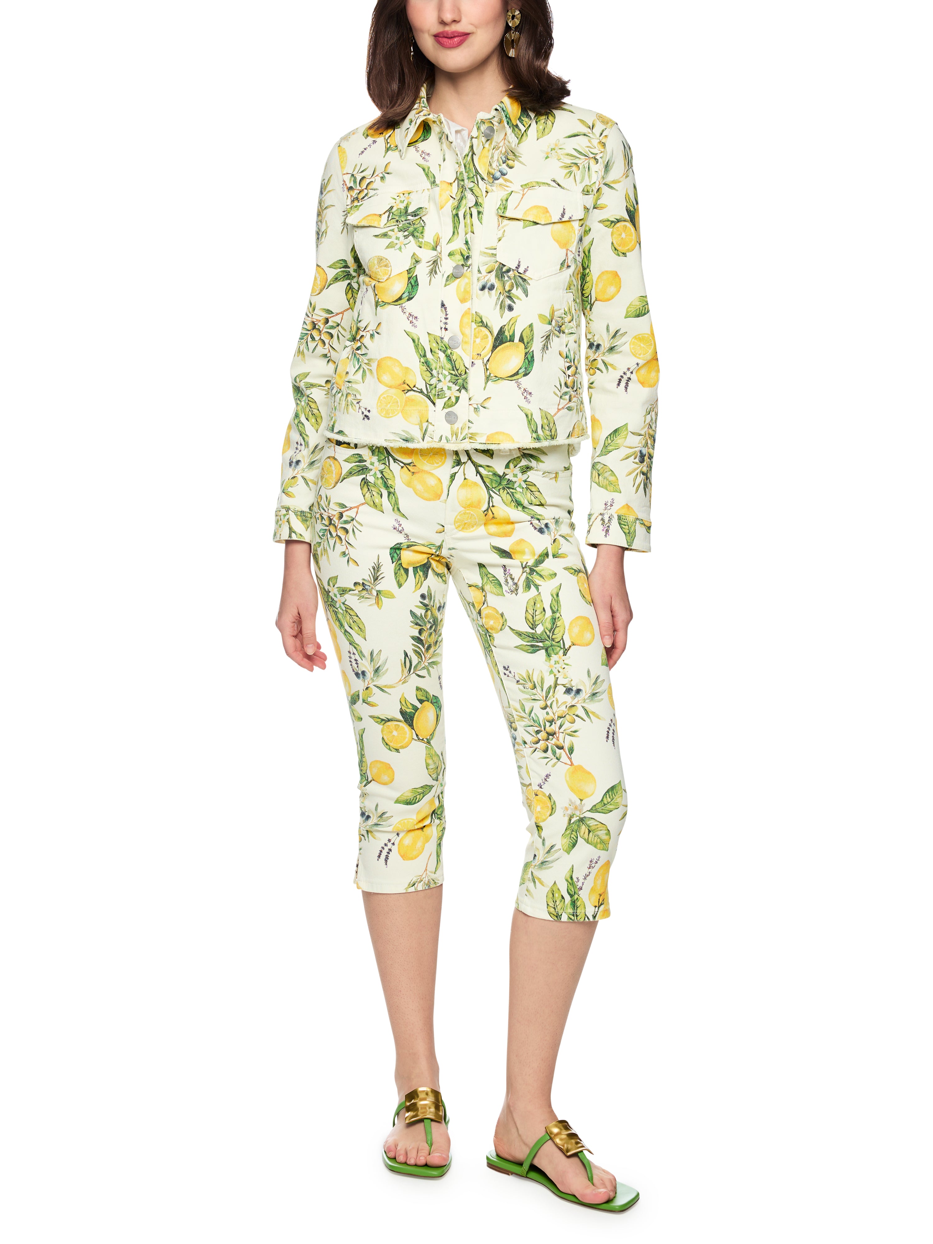 Jeansjacke - Zitronen-Print