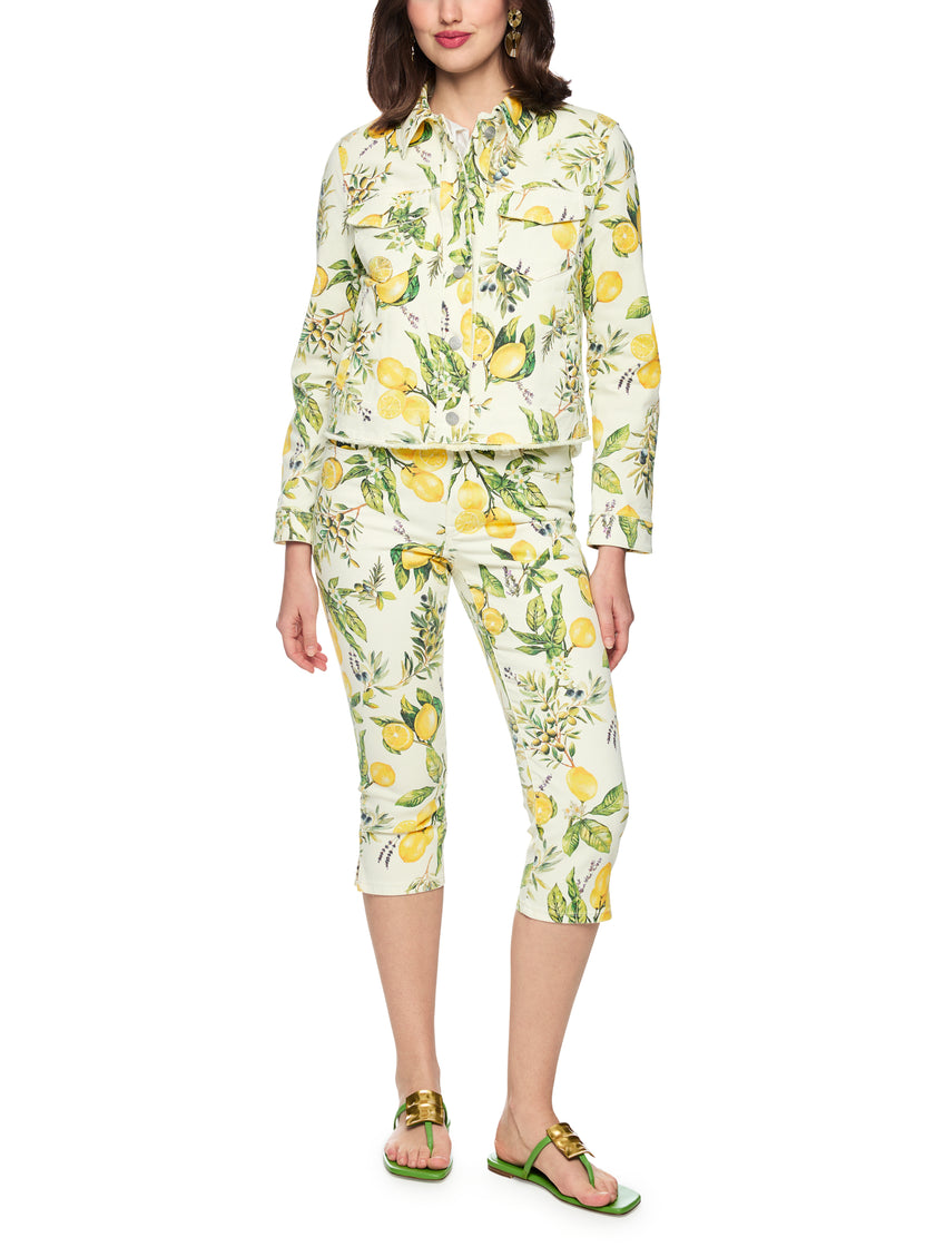 Jeansjacke - Zitronen-Print