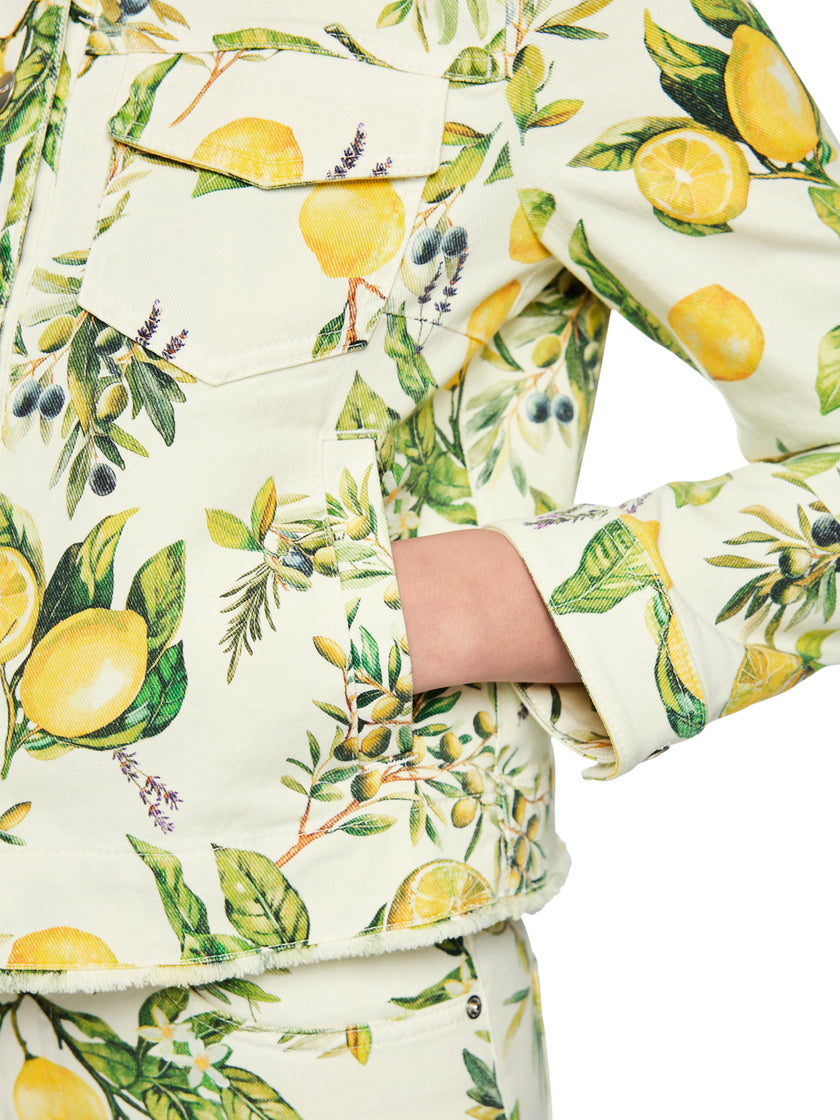 Jeansjacke - Zitronen-Print