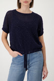 Ajour-Strickpullover mit Strasssteinen