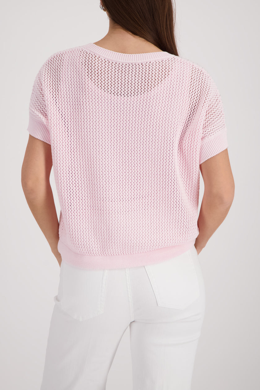 Ajour-Strickpullover mit Strasssteinen