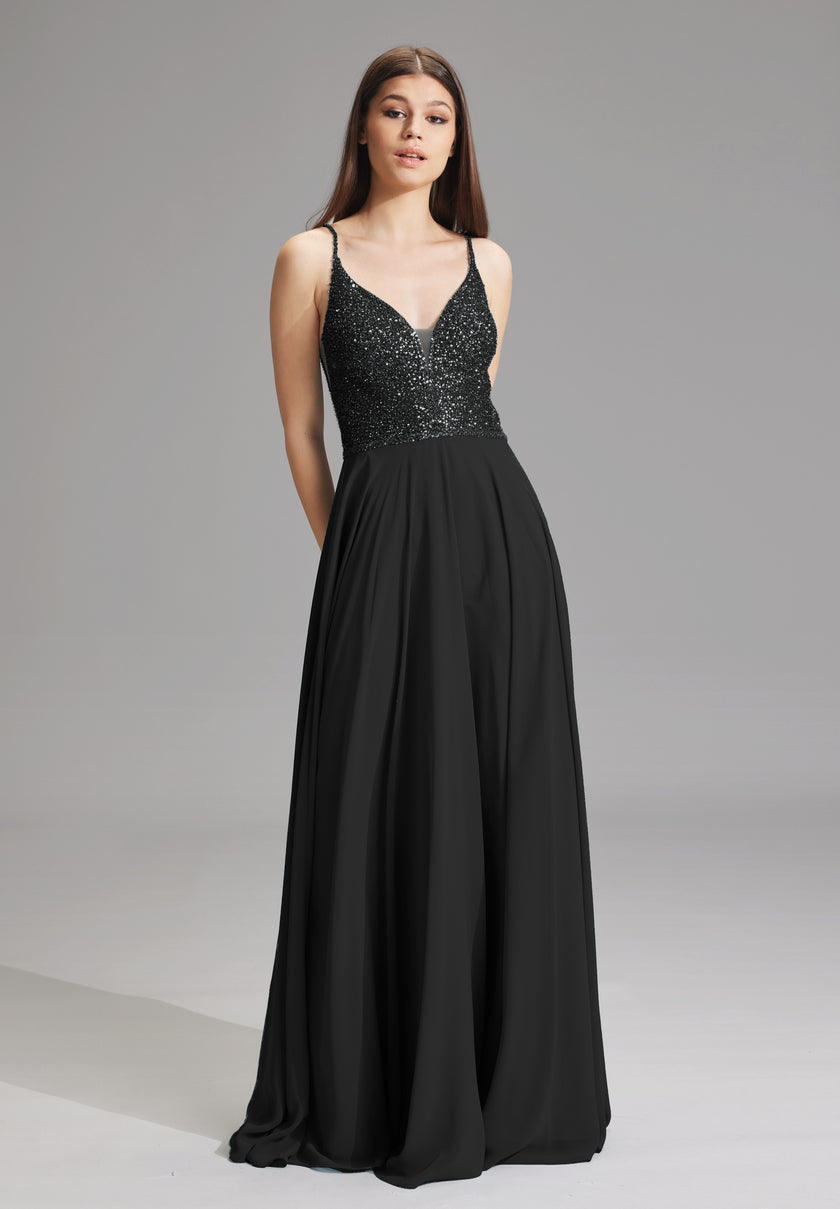 Abendkleid -Materialmix