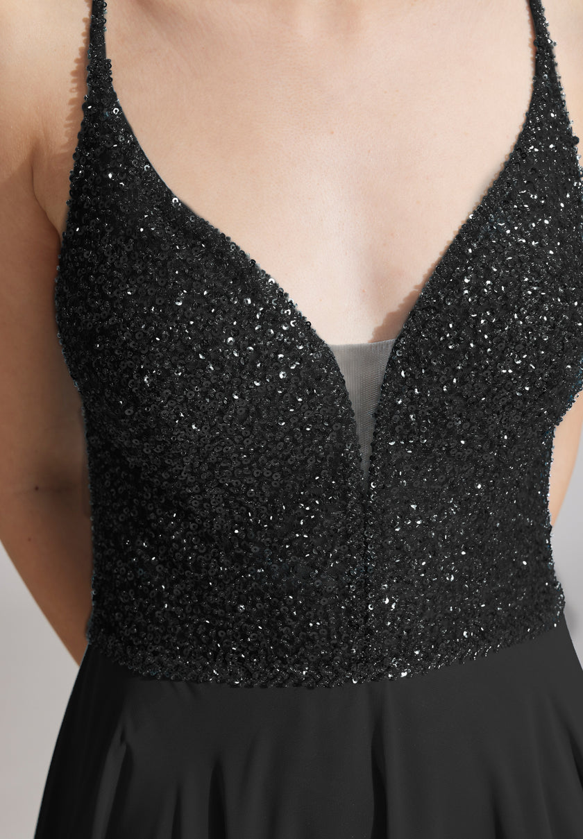 Abendkleid -Materialmix