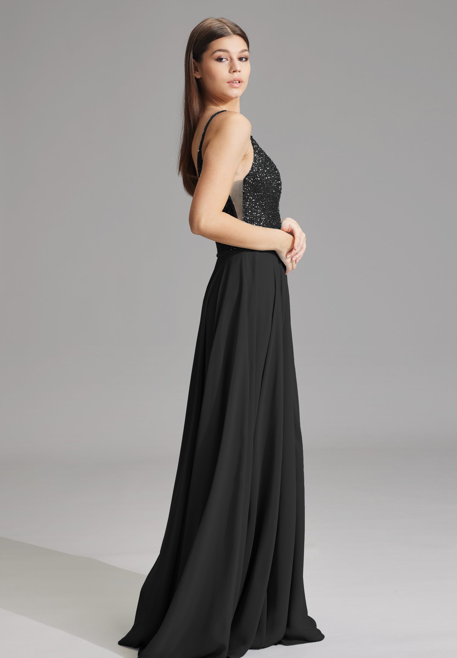 Abendkleid -Materialmix