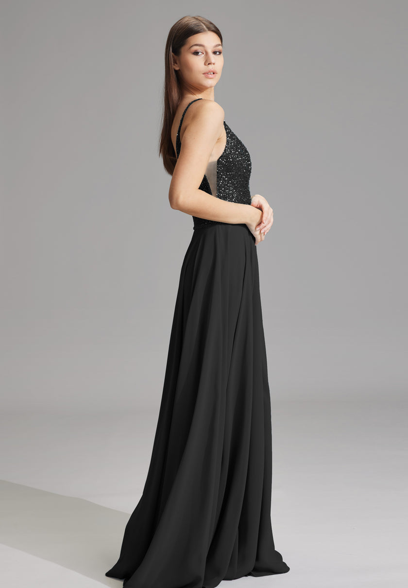 Abendkleid -Materialmix