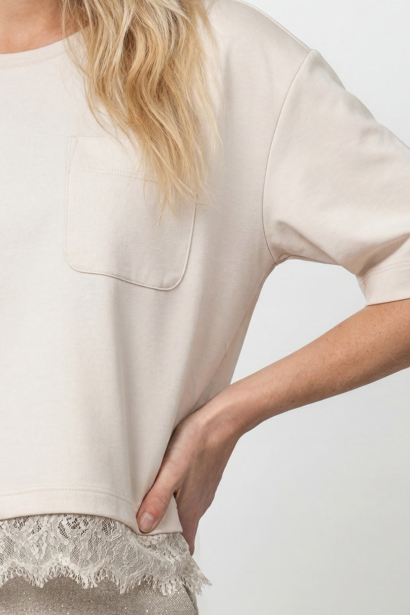 T-Shirt - Spitzenbesatz