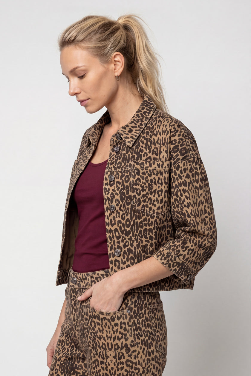 Jeansjacke - Animalprint