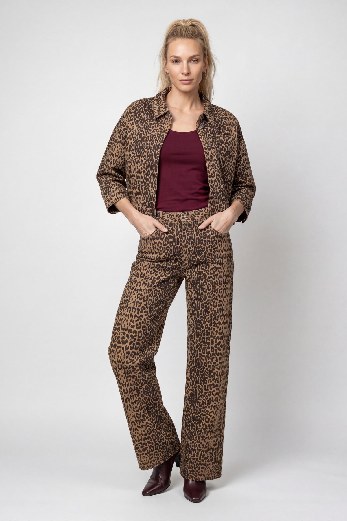 Jeansjacke - Animalprint