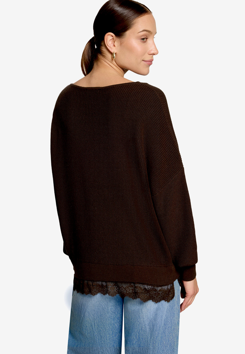 Strickpullover - Spitzenkante