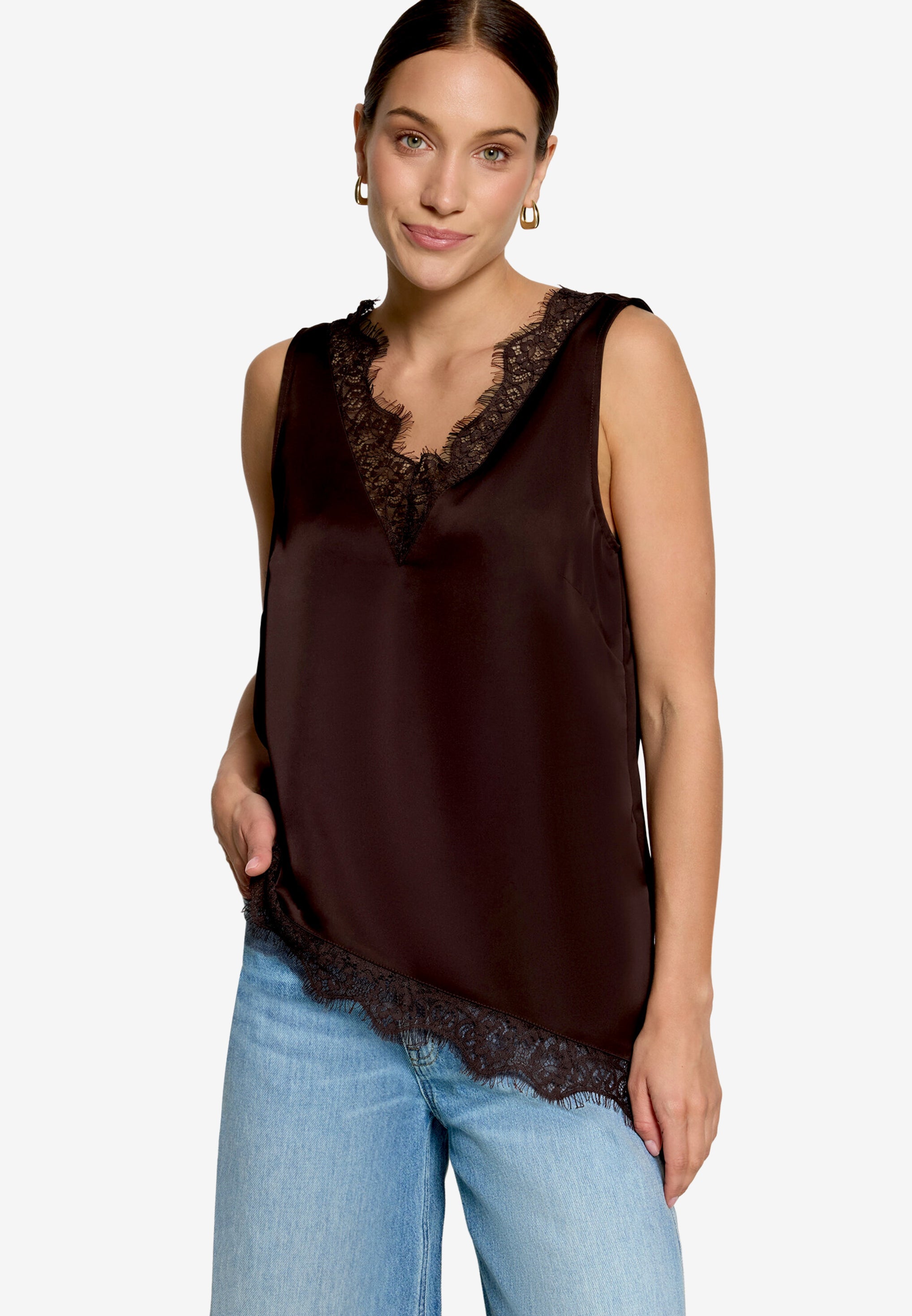 Satin-Top - Spitze