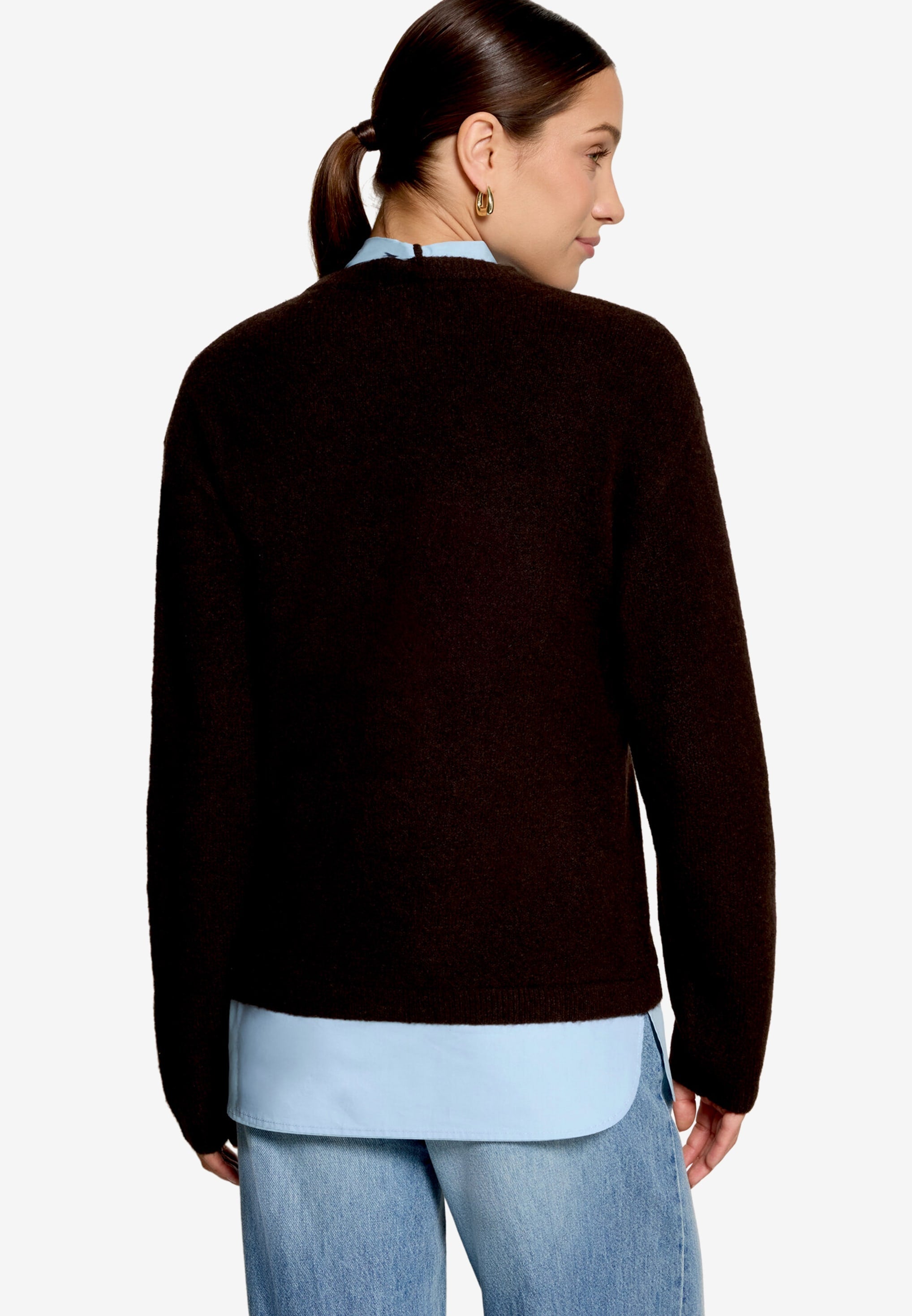 Strickpullover - Bluseneinsatz