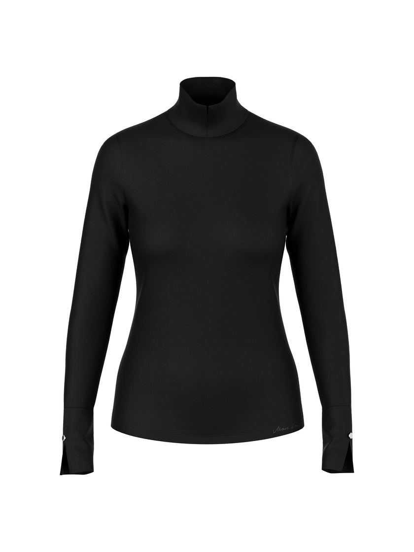 Baumwoll-Longsleeve mit Stehkragen