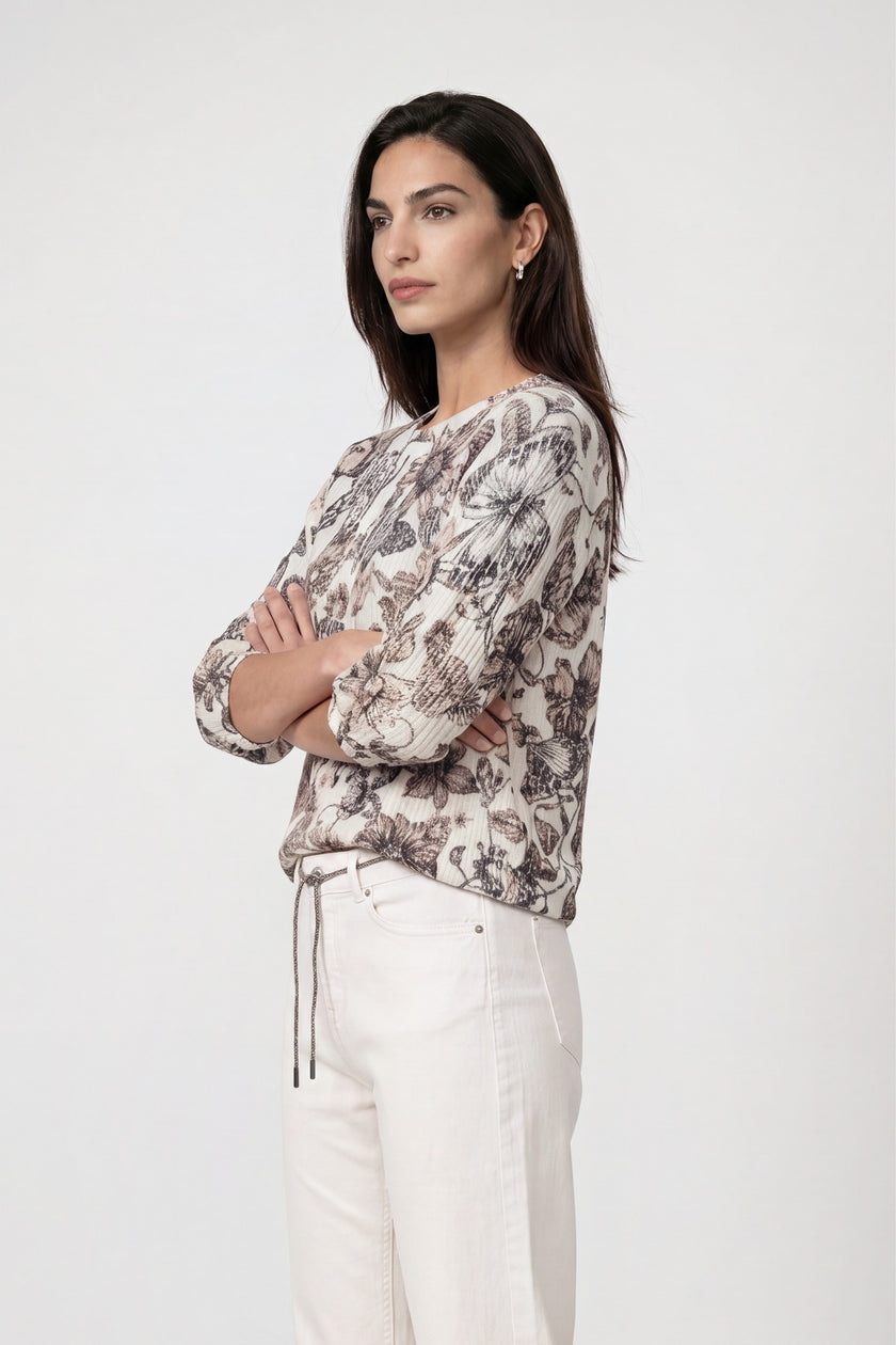 Strickpullover - Blumenmuster