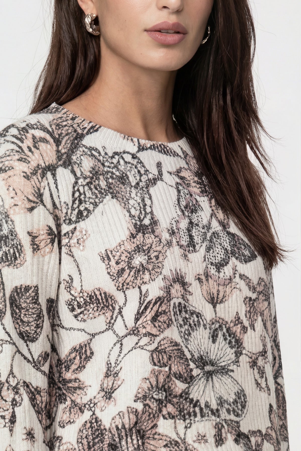 Strickpullover - Blumenmuster