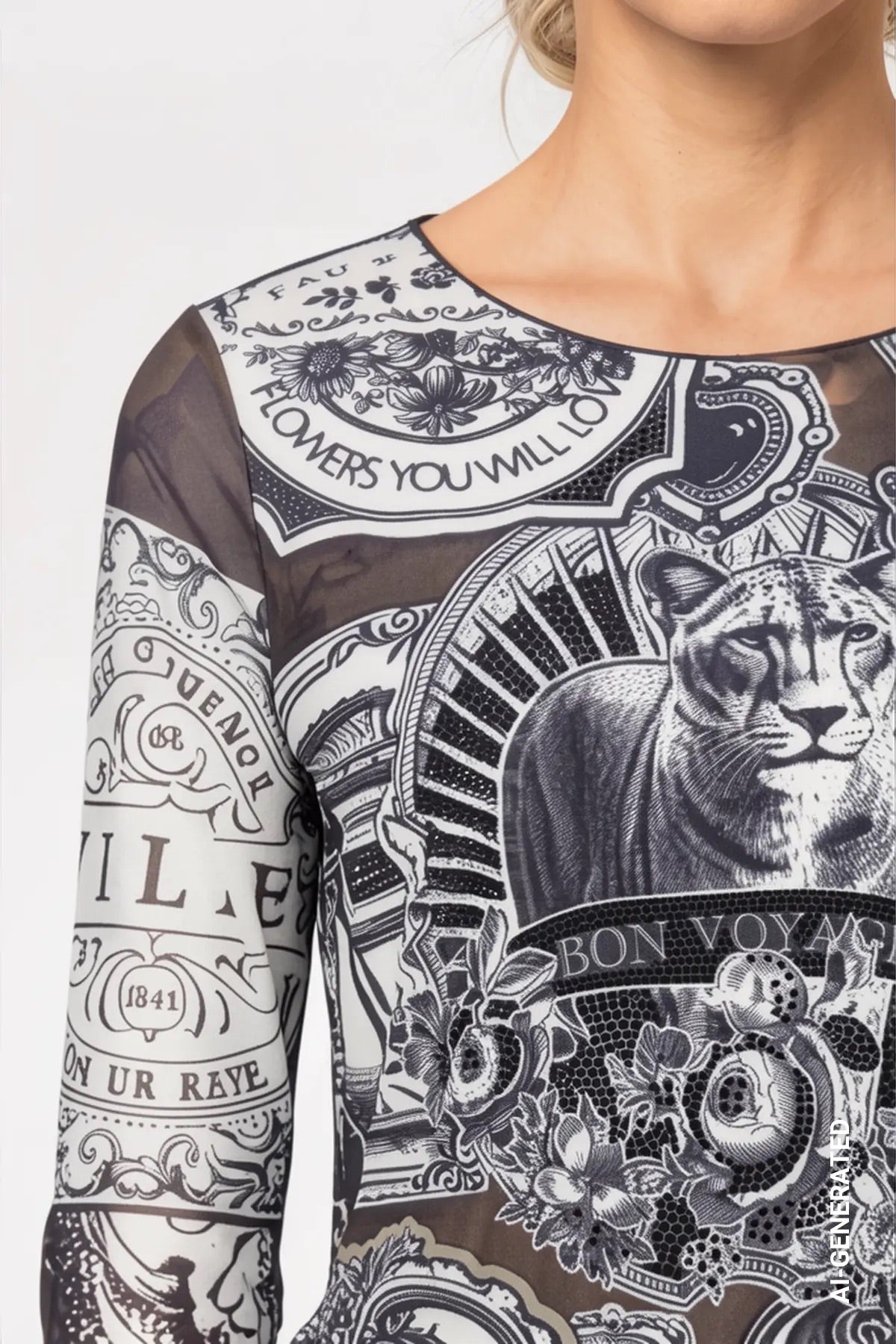 Langarmshirt - Emblem-Muster