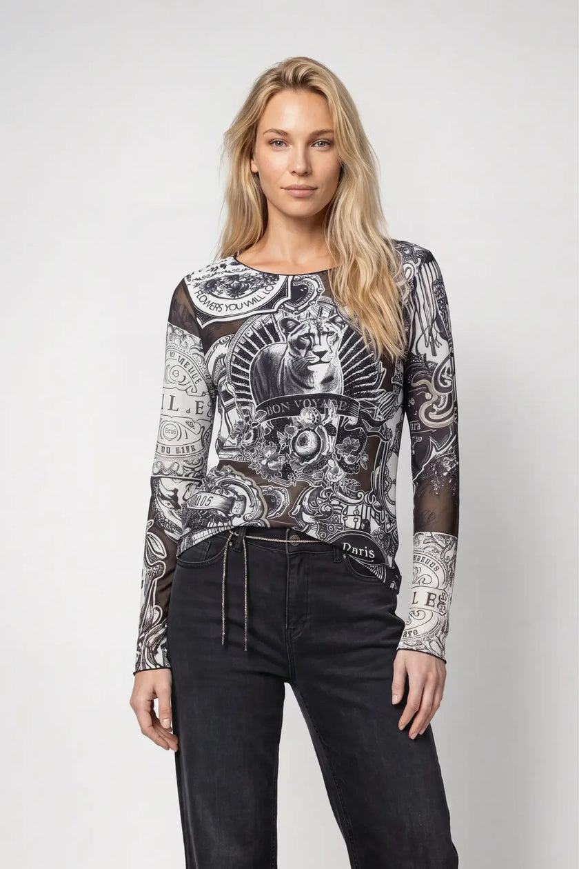 Langarmshirt - Emblem-Muster