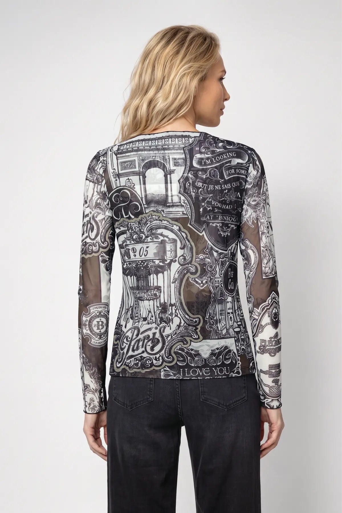 Langarmshirt - Emblem-Muster