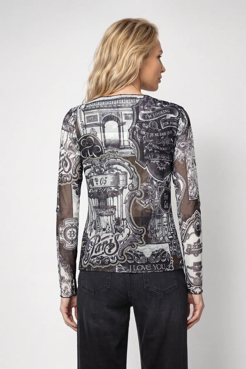 Langarmshirt - Emblem-Muster