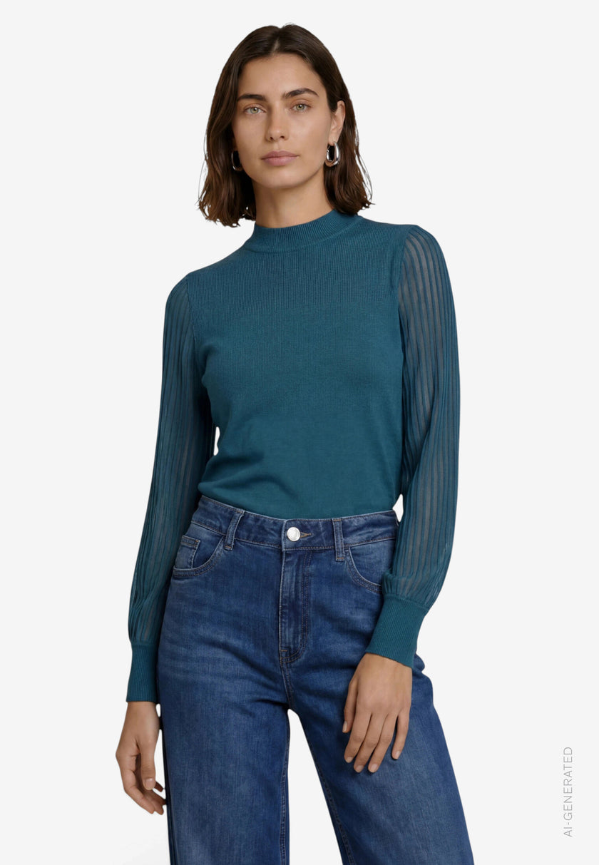 Strickpullover - transparente Ärmel