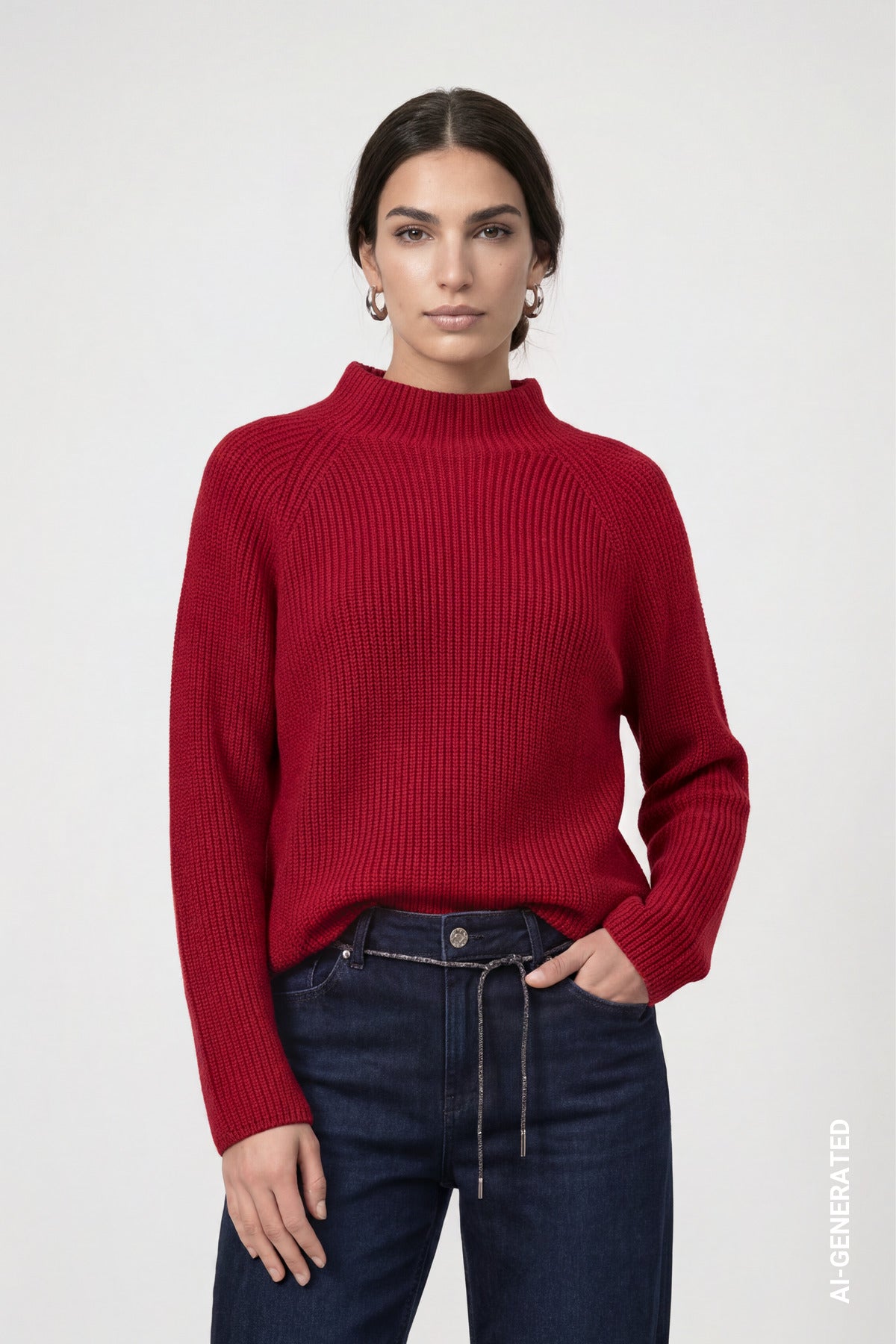 Strickpullover mit Stehkragen