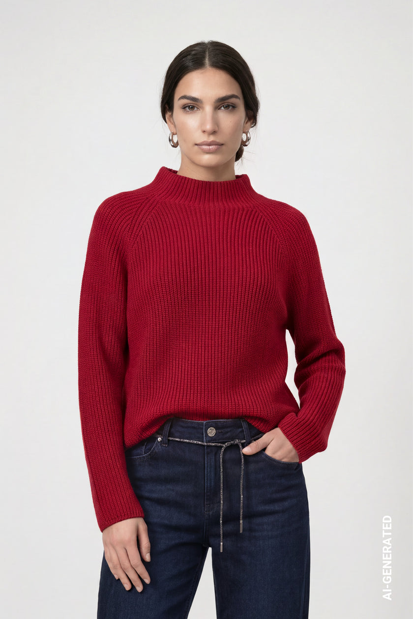 Strickpullover mit Stehkragen