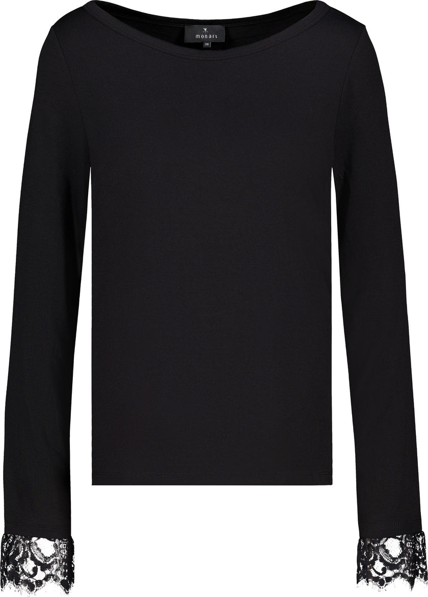 Langarmshirt mit Spitzenborte