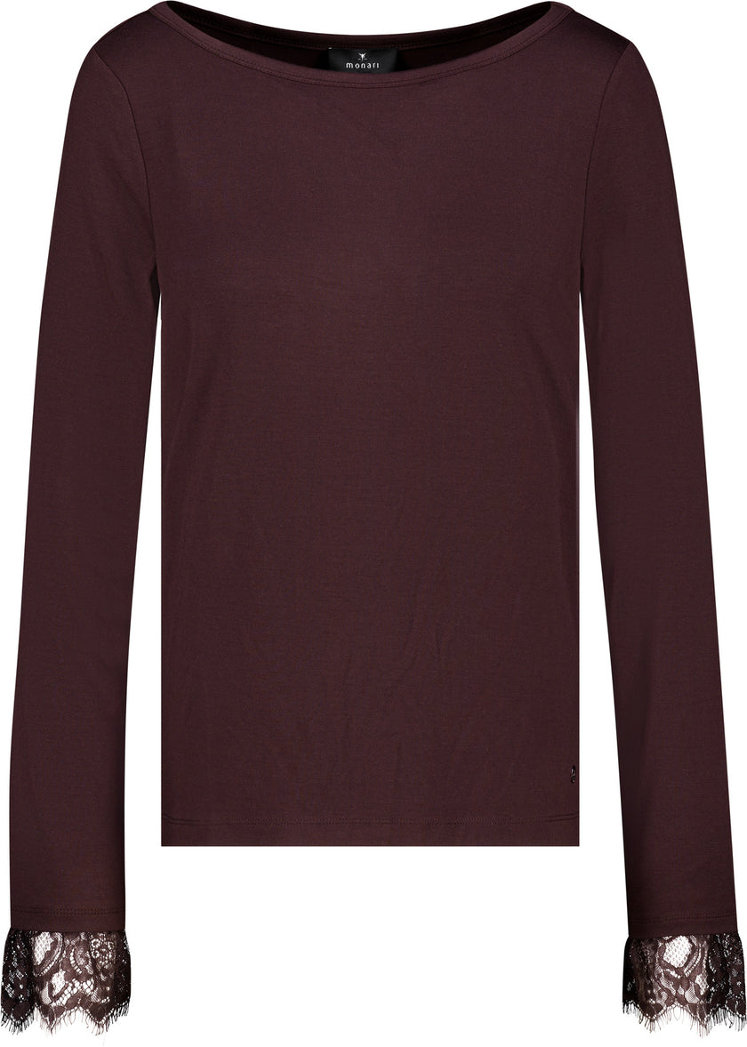 Langarmshirt mit Spitzenborte