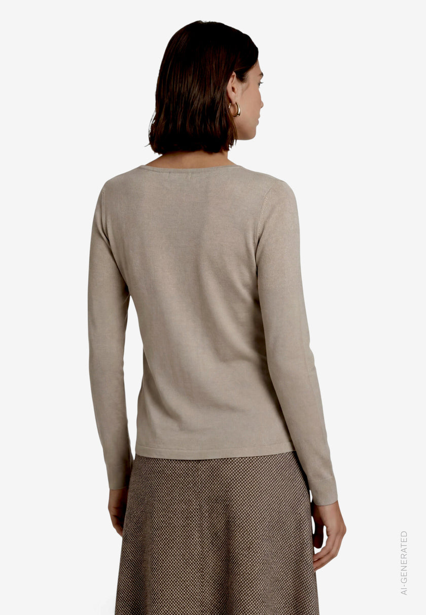 Langarmshirt  - Knopfleiste