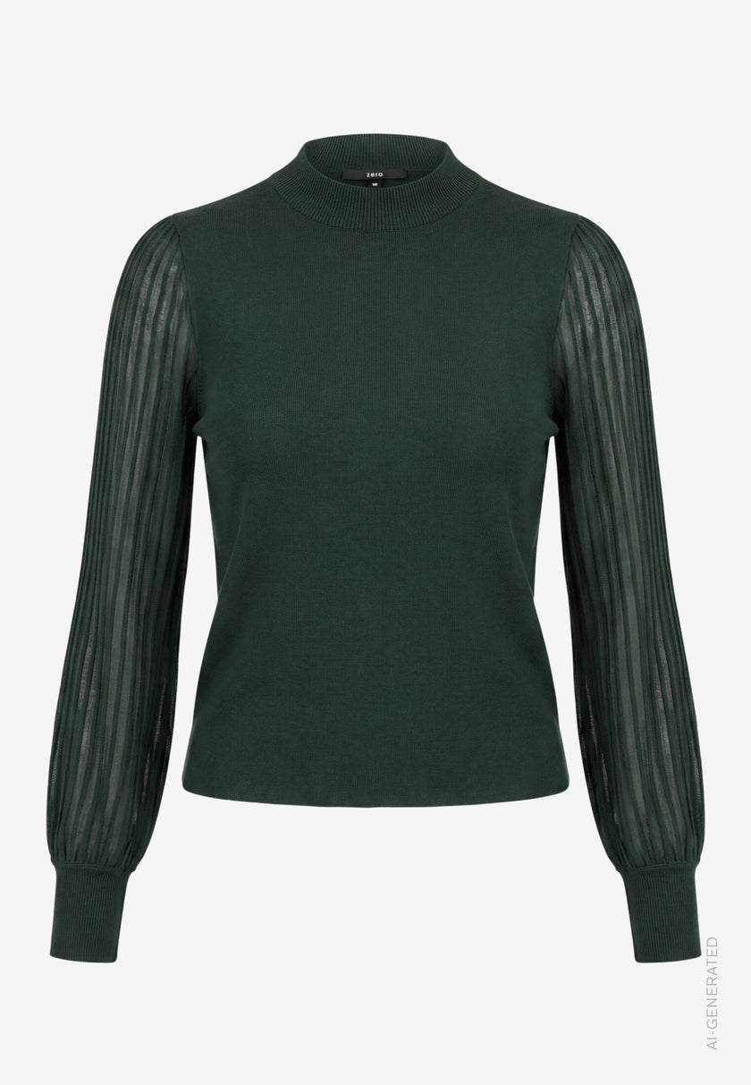 Damen Pullover  mit transparenten Ärmeln