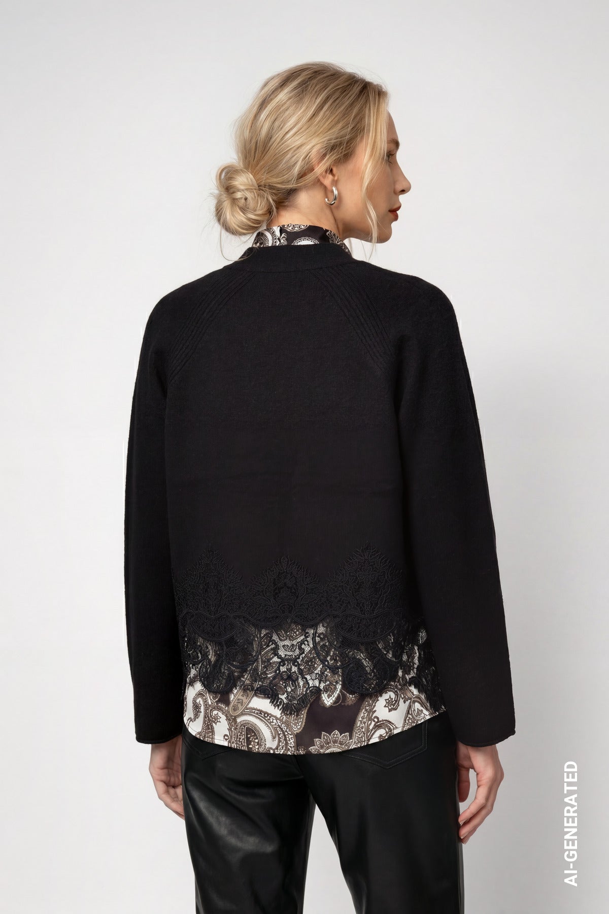 Strickjacke - Spitzenbesatz
