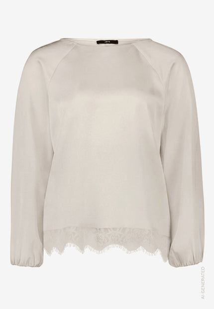Satin-Bluse - Spitze