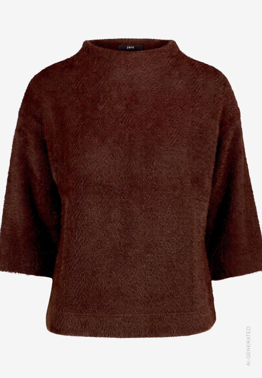 Damen Sweatshirt  3/4 Arm mit Fischgrätmuster