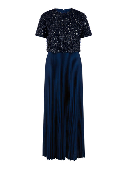 Maxikleid - Pailletten und Plissees