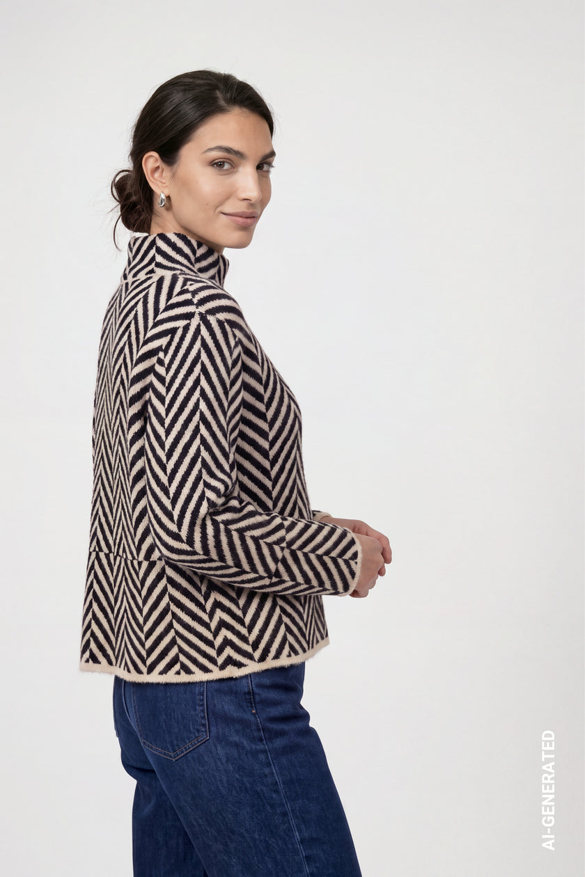 Strickpullover - Fischgratmuster